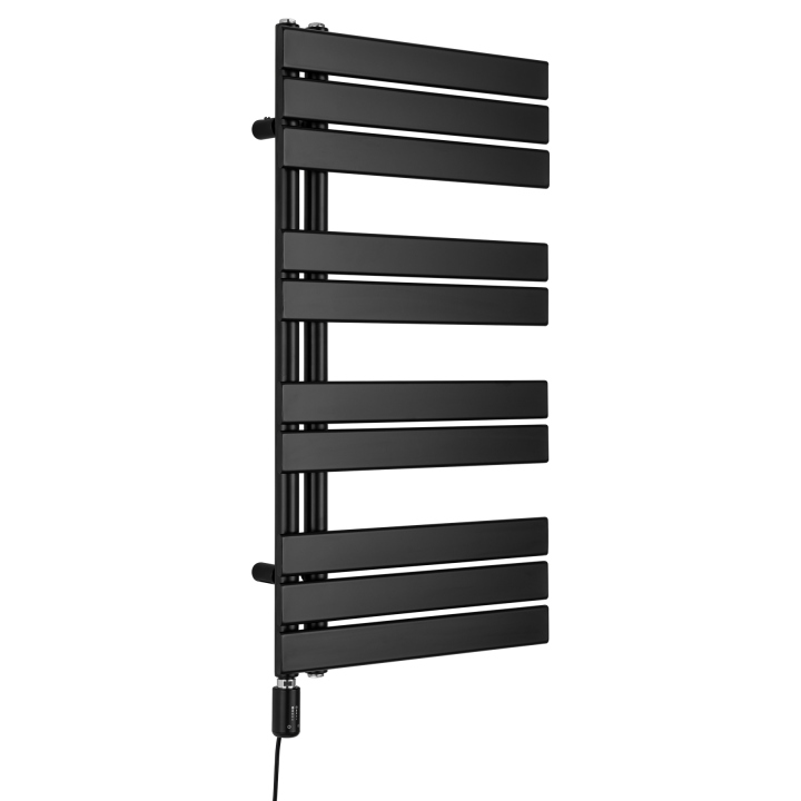 Grzejnik łazienkowy elektryczny UCA 911x500 czarny, grzałka z lewej strony