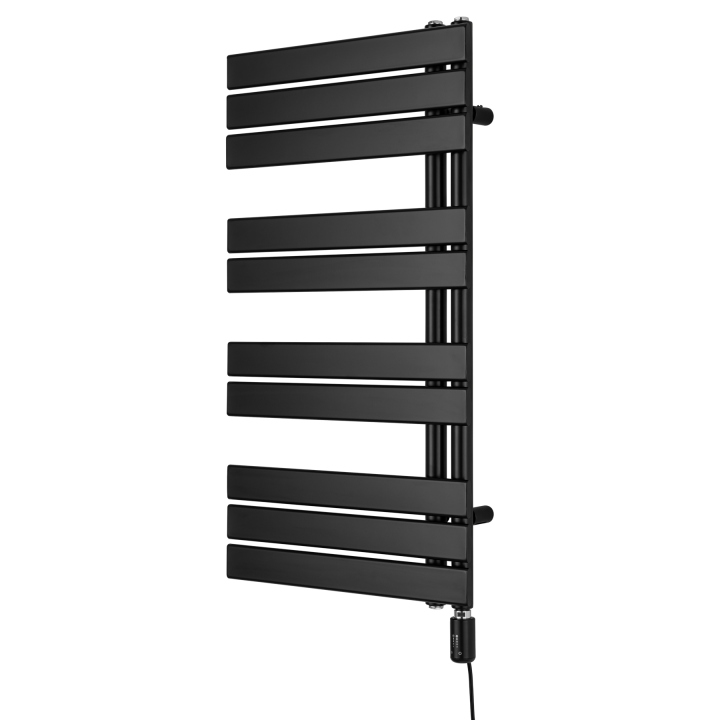 Grzejnik łazienkowy elektryczny UCA 911x500 czarny, grzałka z prawej strony