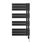 Grzejnik łazienkowy elektryczny UCA 911x500 czarny, grzałka z prawej strony