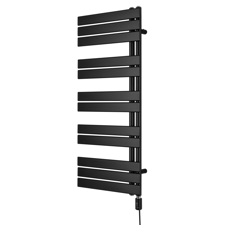 Grzejnik łazienkowy elektryczny UCA 1122x500 czarny, grzałka z prawej strony