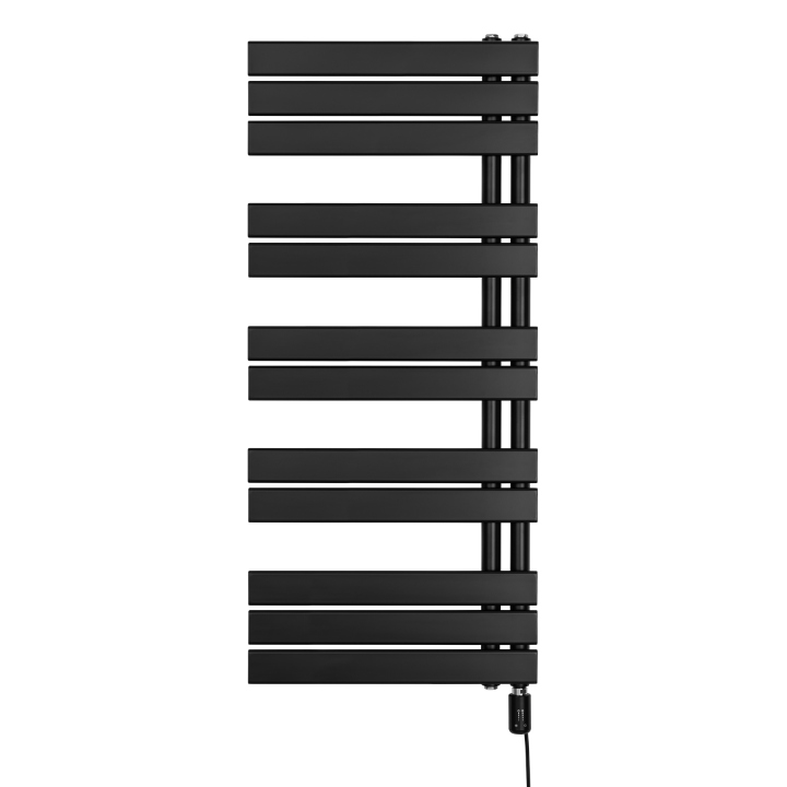 Grzejnik łazienkowy elektryczny UCA 1122x500 czarny, grzałka z prawej strony
