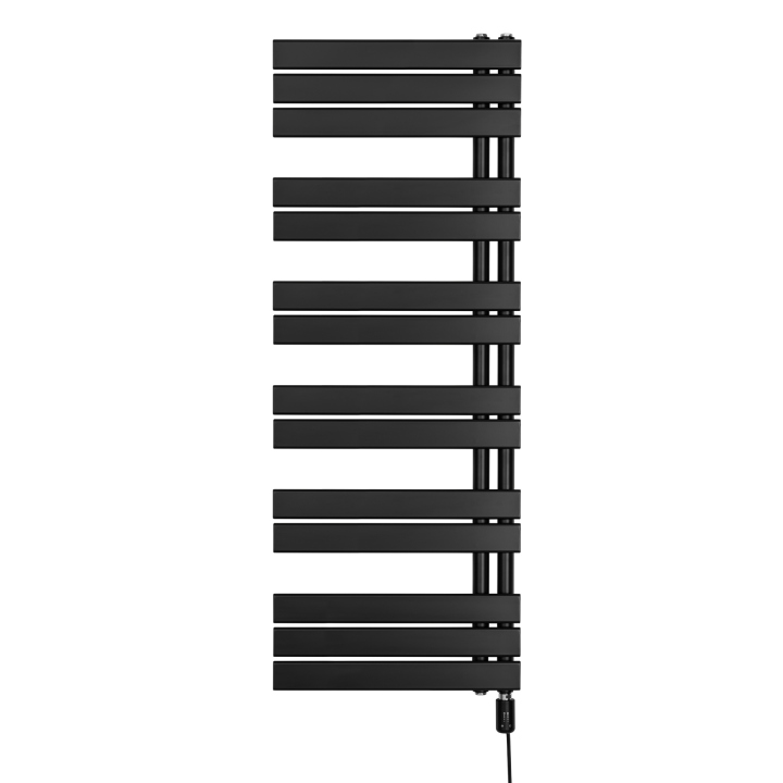 Grzejnik łazienkowy elektryczny UCA 1333x500 czarny, grzałka z prawej strony