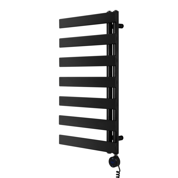 Grzejnik łazienkowy elektryczny UCR 900x500 czarny, grzałka z prawej strony