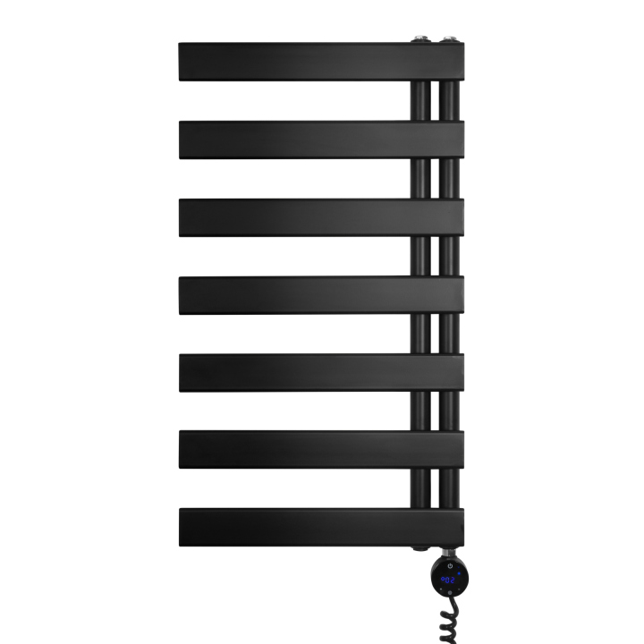 Grzejnik łazienkowy elektryczny UCR 900x500 czarny, grzałka z prawej strony