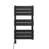 Grzejnik łazienkowy elektryczny UCS 700x400 czarny, grzałka z lewej strony