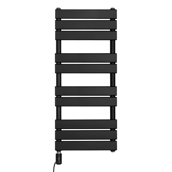 Grzejnik łazienkowy elektryczny UCS 911x400 czarny, grzałka z lewej strony