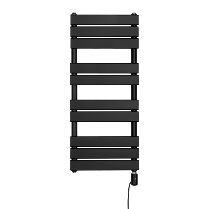 Grzejnik łazienkowy elektryczny UCS 911x400 czarny, grzałka z prawej strony