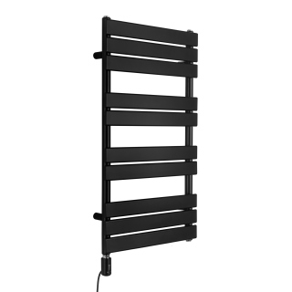 Grzejnik łazienkowy elektryczny UCS 911x500 czarny, grzałka z lewej strony