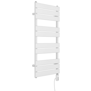 Grzejnik łazienkowy elektryczny UCS 911x400 biały, grzałka z prawej strony