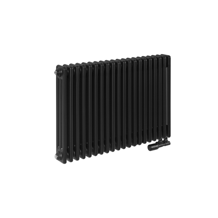 Grzejnik żeberkowy poziomy retro Column Line CL3E-575x920-D50L/P czarny