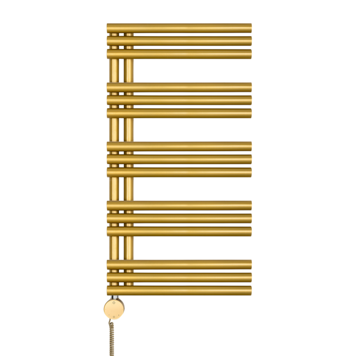 Grzejnik łazienkowy elektryczny Zodiak 942x500 złoty, grzałka z lewej strony